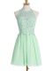 Apple Green Sleeveless Knee Length Appliques Lace Up Damas Dress