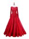 Fashionable Scoop Long Sleeves Taffeta Prom Dress Beading and Lace Brush Train Zipper