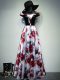 Printed Sleeveless Floor Length Prom Dresses and Ruching