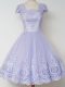 Hot Selling Lavender Square Zipper Lace Court Dresses for Sweet 16 Cap Sleeves