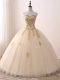 Custom Designed Sleeveless Floor Length Beading and Lace and Appliques Lace Up Sweet 16 Dress with Champagne