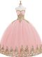 Traditional Tulle Sleeveless Floor Length 15 Quinceanera Dress and Appliques