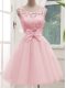 Beauteous Scoop Sleeveless Tulle Damas Dress Lace and Bowknot Lace Up