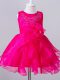Hot Pink Zipper Scoop Beading and Hand Made Flower Flower Girl Dresses Organza Sleeveless