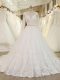 Hot Sale White Long Sleeves Tulle Chapel Train Zipper Bridal Gown for Beach and Wedding Party