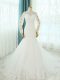 White Wedding Dress Tulle Court Train Sleeveless Beading and Appliques