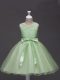 Top Selling Yellow Green Scoop Zipper Lace and Belt Little Girls Pageant Dress Wholesale Sleeveless