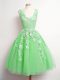 Knee Length A-line Sleeveless Green Wedding Party Dress Lace Up