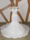 Luxury White Wedding Gowns Off The Shoulder Short Sleeves Court Train Backless