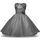 Knee Length Grey Flower Girl Dresses for Less Scoop Sleeveless Zipper