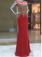 Top Selling Red Sleeveless Beading and Appliques Floor Length Homecoming Dress