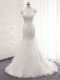 White Bridal Gown Tulle Brush Train Sleeveless Lace