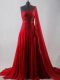 Fashion Chiffon Sleeveless Prom Gown Court Train and Beading and Belt