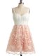 Peach Lace Up Straps Lace Quinceanera Dama Dress Lace Sleeveless