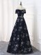 Customized Sleeveless Lace Up Floor Length Beading and Belt Dress for Prom