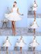 Chiffon Sleeveless Knee Length Quinceanera Court Dresses and Lace and Appliques