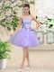 Fancy Off The Shoulder Sleeveless Lace Up Bridesmaid Dress Lilac Organza