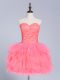 Mini Length A-line Sleeveless Watermelon Red Prom Evening Gown Lace Up