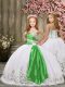 White Lace Up Straps Embroidery and Belt Girls Pageant Dresses Organza Sleeveless