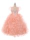 Straps Sleeveless Organza Pageant Gowns For Girls Beading and Ruffles Lace Up