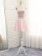 Colorful Sleeveless Zipper Mini Length Beading Prom Gown