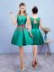 Glorious Scoop Sleeveless Bridesmaid Dresses Knee Length Embroidery Turquoise Taffeta