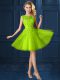Admirable Bateau Cap Sleeves Lace Up Wedding Guest Dresses Yellow Green Tulle