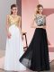 Chiffon Sleeveless Floor Length Prom Evening Gown and Appliques