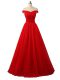 Decent Floor Length Red Womens Evening Dresses Tulle Sleeveless Ruching