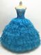Fabulous Floor Length Teal Sweet 16 Quinceanera Dress Organza Sleeveless Beading and Ruffles