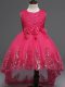 Customized Ball Gowns Little Girl Pageant Gowns Hot Pink Scoop Tulle Sleeveless High Low Zipper