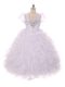White Lace Up Straps Beading and Ruffles Womens Party Dresses Organza Sleeveless
