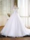 Sleeveless Court Train Lace and Appliques Zipper Wedding Dresses