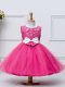 Knee Length Ball Gowns Sleeveless Hot Pink Custom Made Zipper