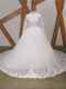 Extravagant White Long Sleeves Court Train Lace and Appliques Wedding Gowns