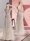 Dazzling Champagne Zipper Evening Dress Beading Sleeveless Brush Train