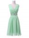 Sophisticated Knee Length Empire Sleeveless Apple Green Bridesmaids Dress Zipper