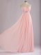 Adorable Sweetheart Sleeveless Zipper Dama Dress for Quinceanera Baby Pink Chiffon