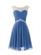 Customized Scoop Cap Sleeves Chiffon Homecoming Dress Beading Zipper