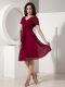 Most Popular Knee Length Empire Short Sleeves Fuchsia Mother of Bride Dresses Zipper