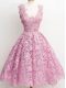 Fabulous Lilac Quinceanera Dama Dress Prom and Party and Wedding Party with Lace Straps Sleeveless Zipper