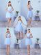 Exceptional Knee Length Blue Bridesmaid Dress Scoop Sleeveless Lace Up