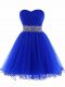 Custom Made Royal Blue Sweetheart Lace Up Beading and Ruffles Dress for Prom Sleeveless