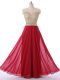 Pretty Red Evening Dress Prom and Party and Military Ball with Beading Scoop Sleeveless Zipper