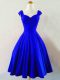 Royal Blue Bridesmaids Dress Prom and Party and Wedding Party with Ruching Straps Sleeveless Lace Up