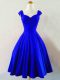 Royal Blue Bridesmaids Dress Prom and Party and Wedding Party with Ruching Straps Sleeveless Lace Up