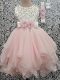 Simple Baby Pink Sleeveless Chiffon Backless Party Dresses for Wedding Party