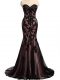 Black Mermaid Lace and Appliques Evening Gowns Lace Up Tulle and Lace Sleeveless