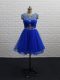 Sweet Royal Blue Zipper Cocktail Dresses Beading and Ruching Sleeveless Mini Length