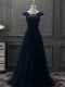 Dynamic Sleeveless Mini Length Beading and Lace and Appliques Lace Up Mother Dresses with Navy Blue